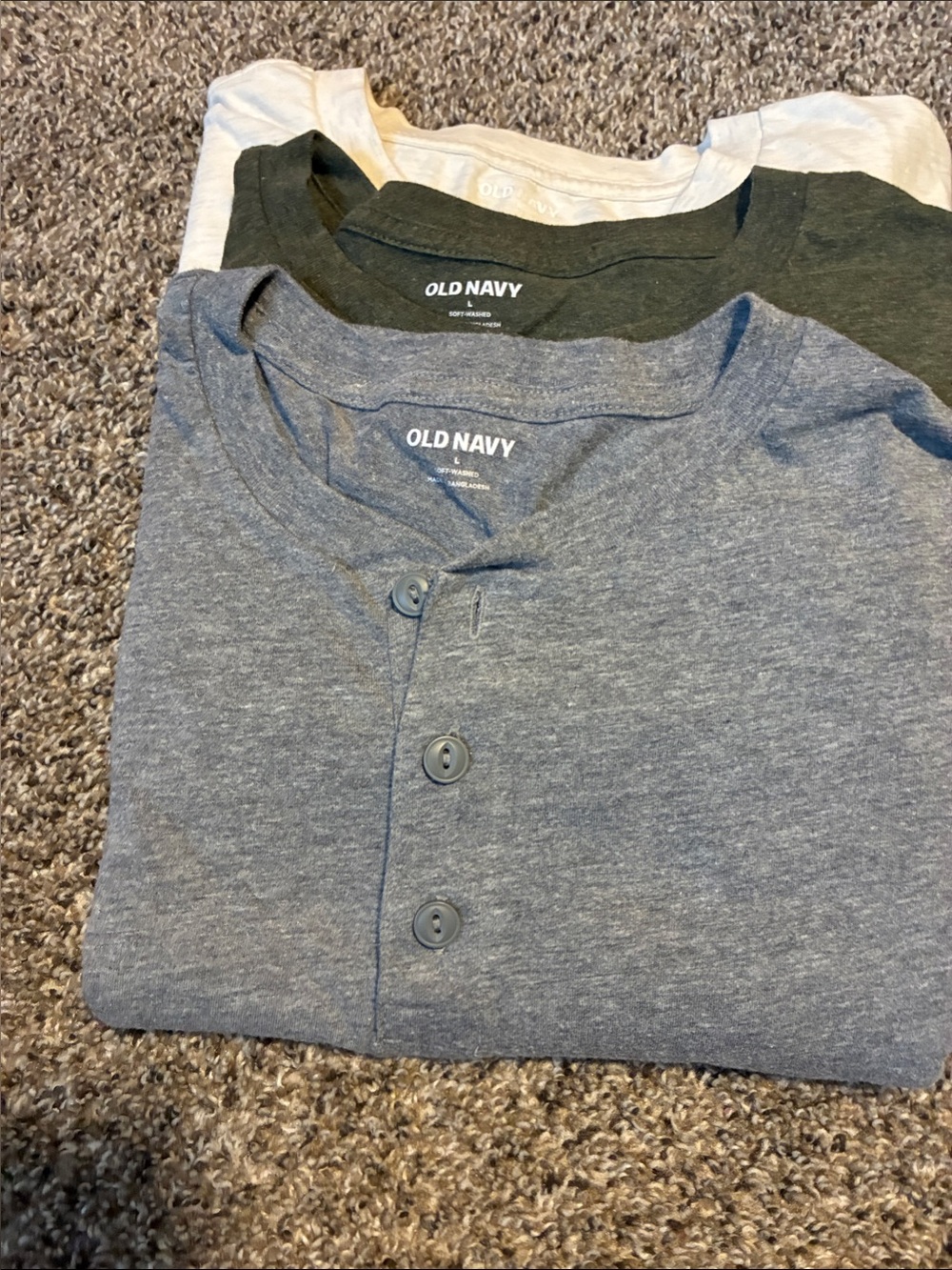 Old Navy Men's Henley Tee Trio - Gray, Olive, Cream